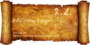 Kürthy Lajos névjegykártya